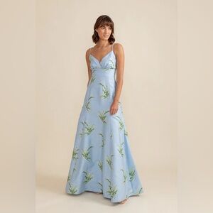 Lula Kate Jacqueline Lily of the Valley Jacquard Powder Blue Maxi Dress, Size 10